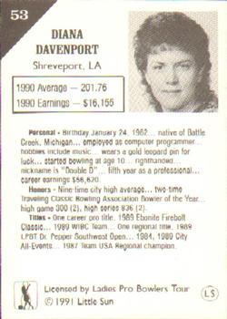 1991 Little Sun Ladies Pro Bowling Tour Strike Force #53 Diana Davenport Back